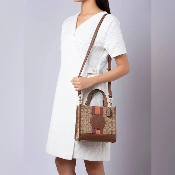 Coach Dempsey Tote 22 In Signature Jacquard With Stripe And Patch - Picture 16 of 16